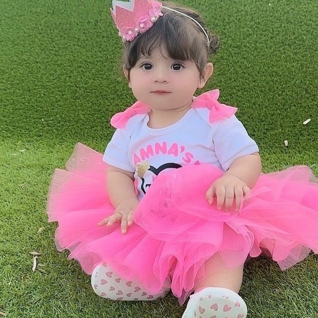 First Tooth Tutu Skirt – handmade girls outfit, cotton shirt with a soft net tutu skirt, made to order in Pakistan