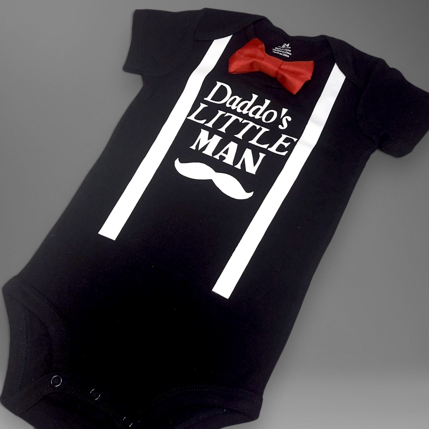 Daddo's Little Man – handmade baby outfit, soft cotton throughout, made to order in Pakistan