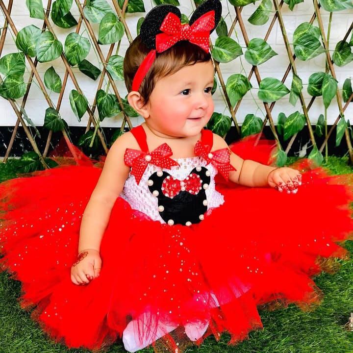 Mickey Mouse Tutu Dress – handmade girls outfit, crochet body and net skirt, made to order in Pakistan