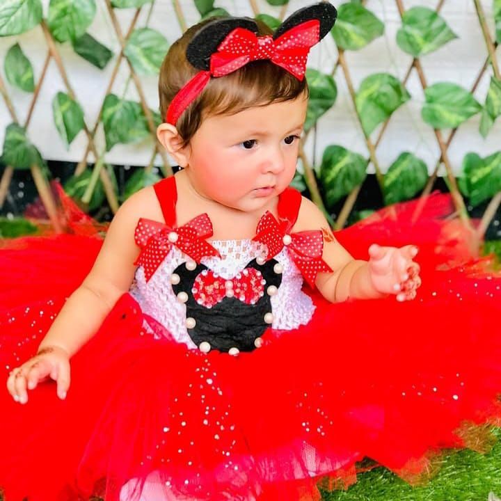 Mickey Mouse Tutu Dress – handmade girls outfit, crochet body and net skirt, made to order in Pakistan