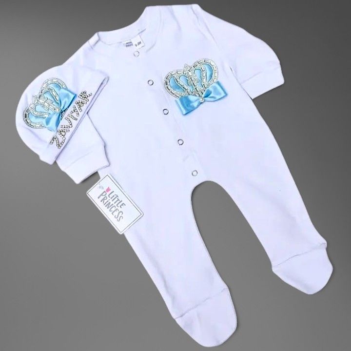 Full Romper and Cap Set – handmade baby outfit, soft cotton throughout, romper and cap, made to order in Pakistan