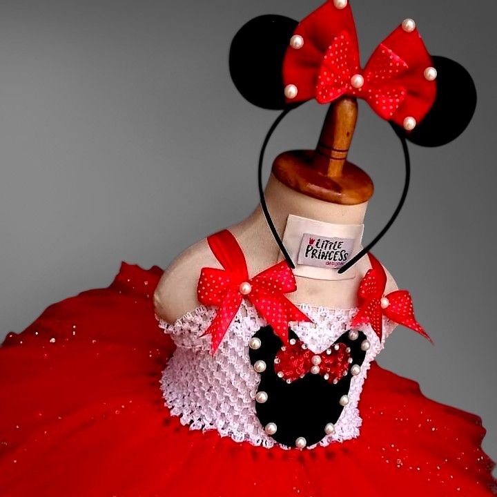 Mickey Mouse Tutu Dress – handmade girls outfit, crochet body and net skirt, made to order in Pakistan
