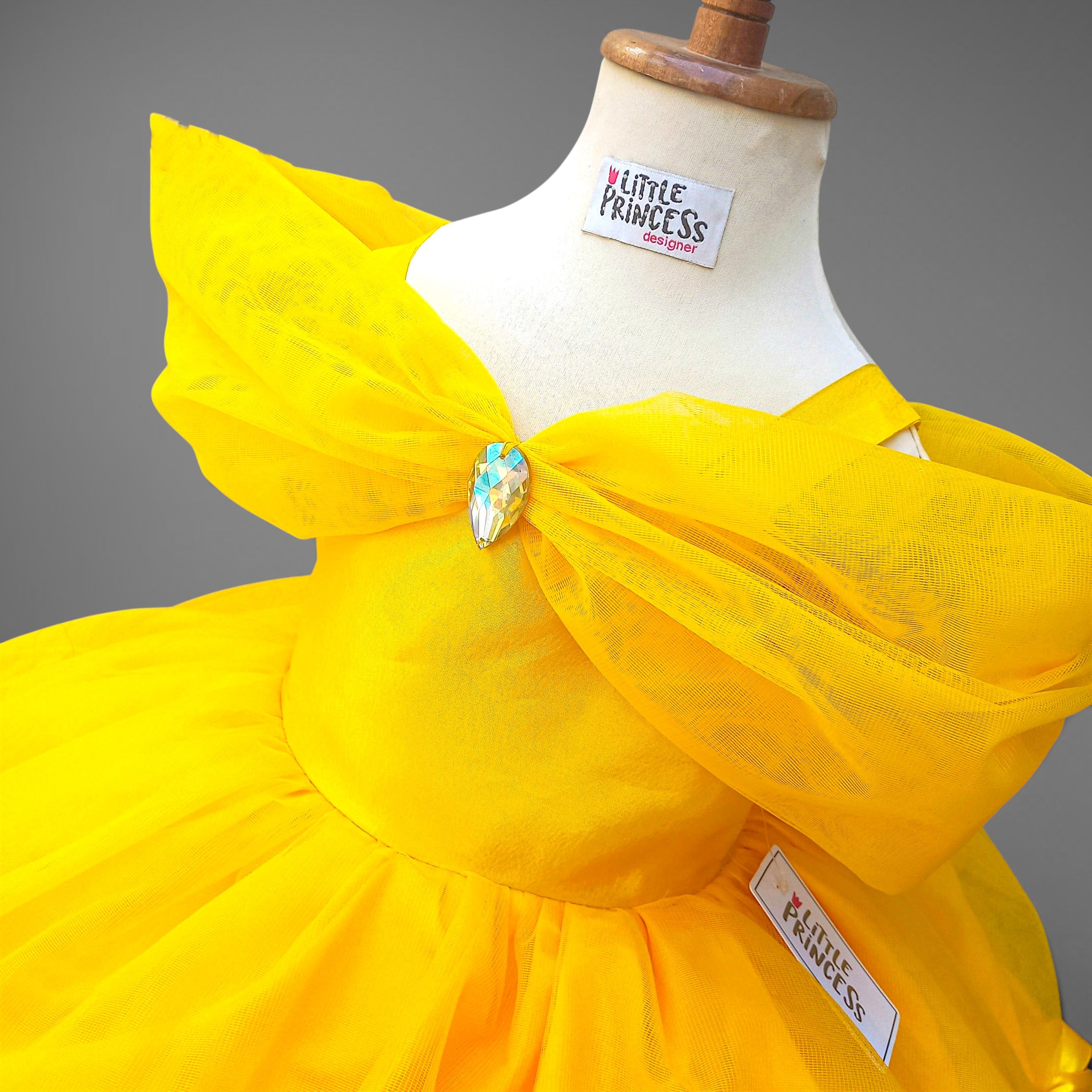 Belle Costume – handmade girls outfit, silk body with a layered net skirt, made to order in Pakistan