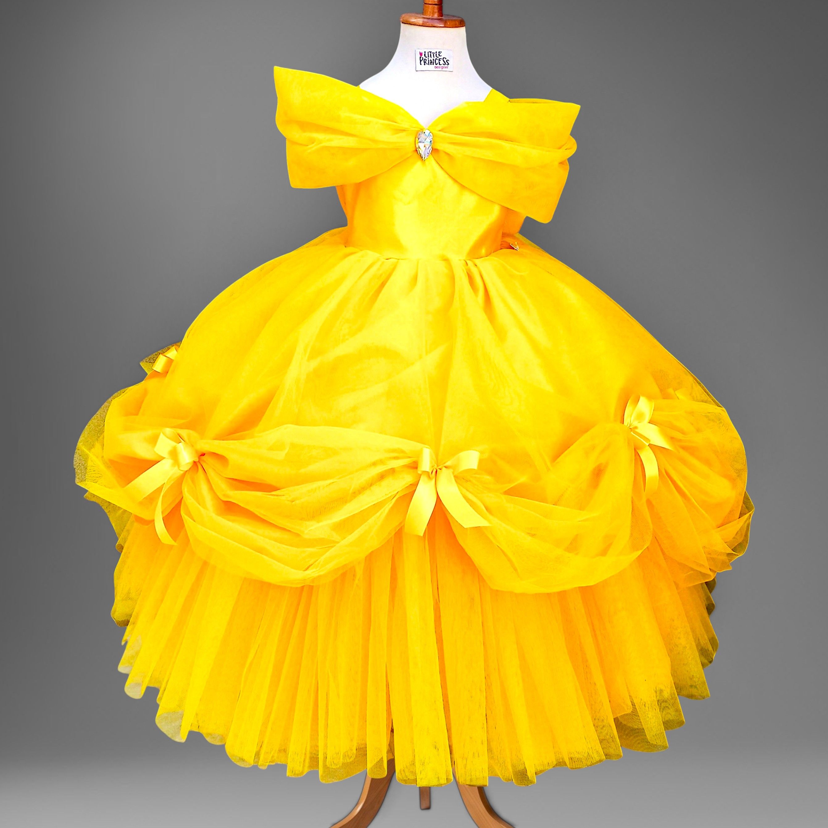 Belle Costume – handmade girls outfit, silk body with a layered net skirt, made to order in Pakistan
