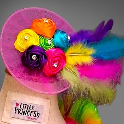 Colorful Rosette Fascinator – handmade girls outfit, made to order in Pakistan