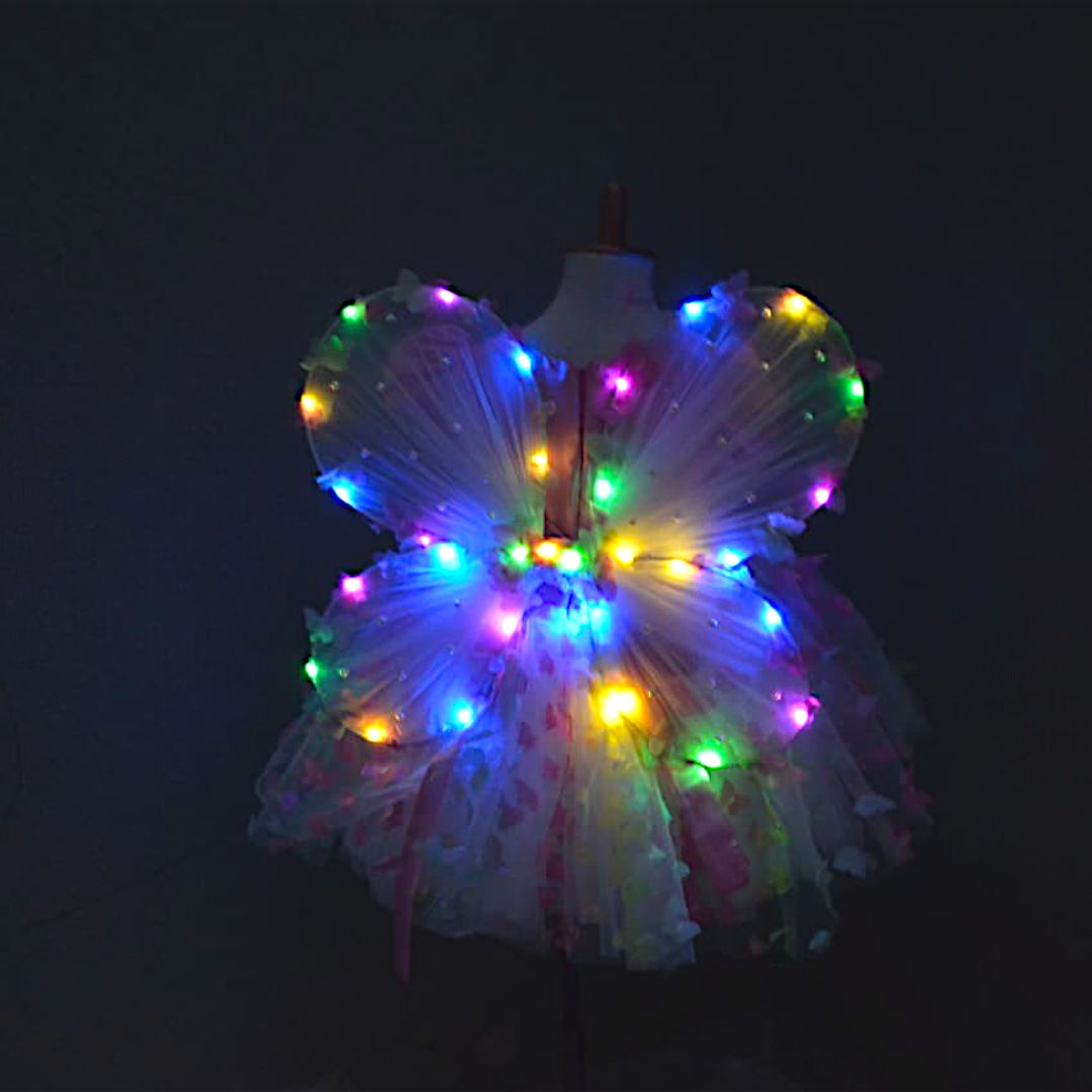 Butterfly Fairy Dress – handmade girls outfit, silk body with a net skirt, made to order in Pakistan