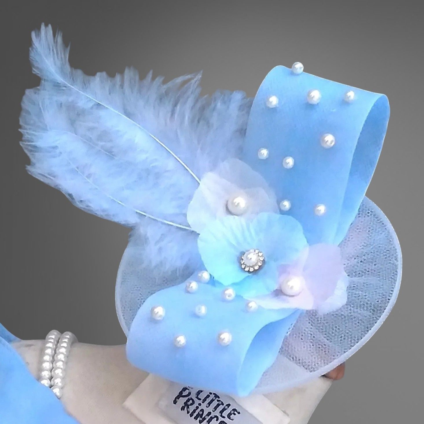 Sky Charm Fascinator – handmade girls outfit, made to order in Pakistan