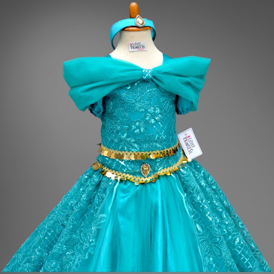 Jasmine Costume – handmade girls outfit, net and silk dress with a sequin body, made to order in Pakistan