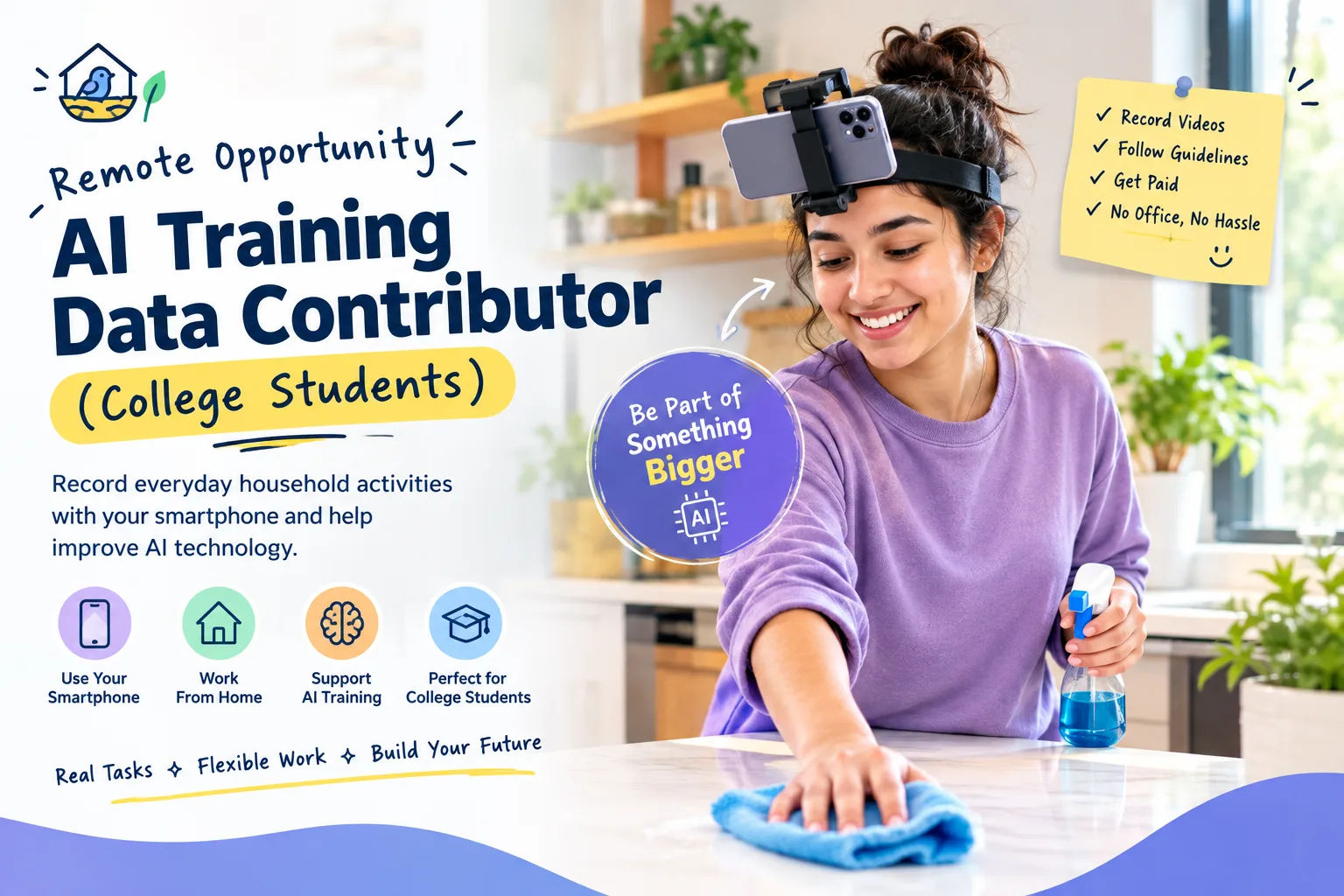AI Training Data Contributor for College Students: Remote Smartphone Video Recording Opportunity