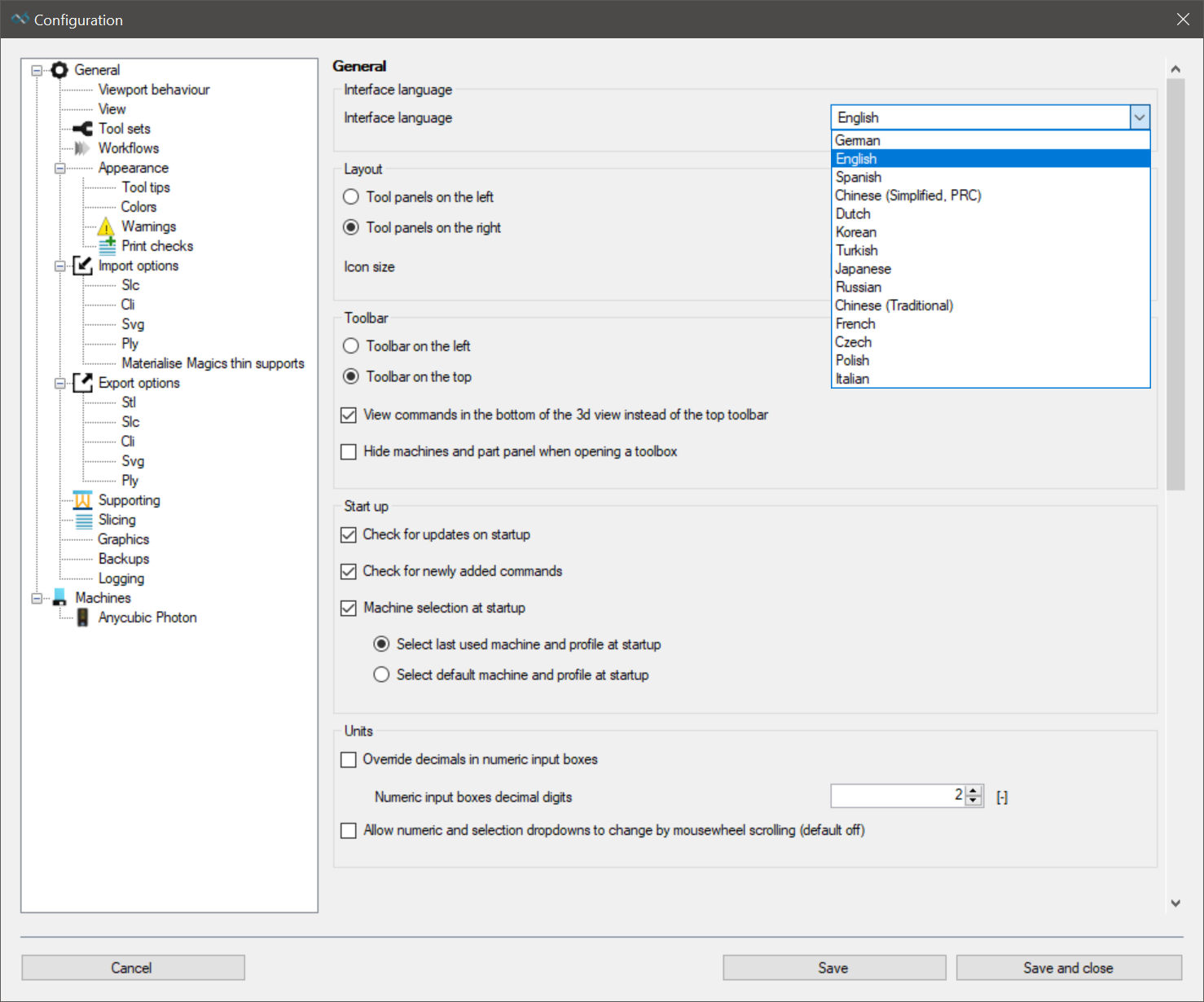 Formware 3D Slicer 1.3.5.8 setting