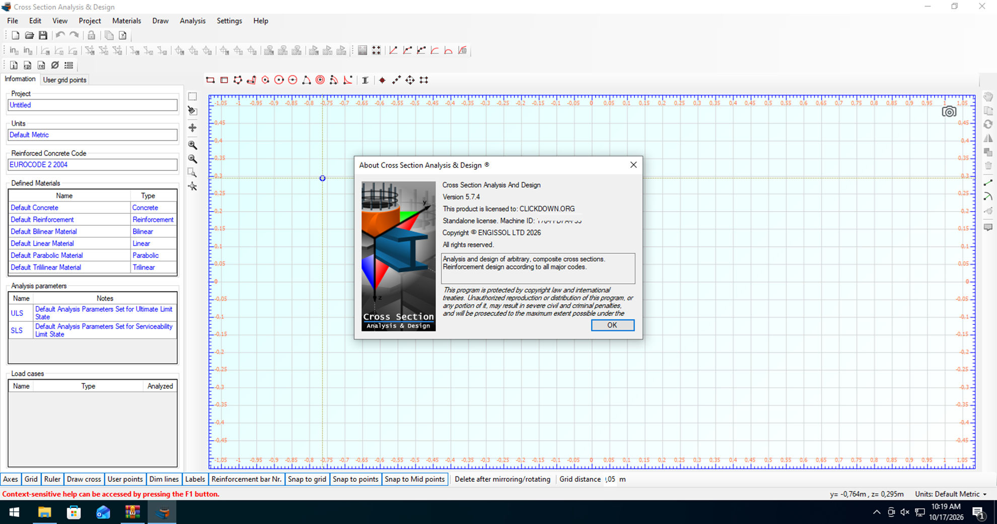 Working with Cross Section Analysis and Design 5.7.4 full activated