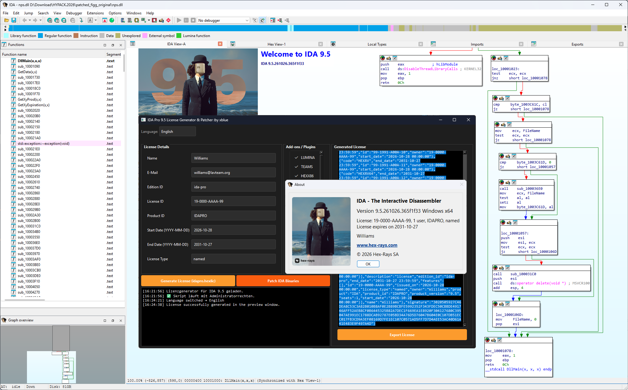 Working with Hex-Rays IDA Pro 9.5 build 261026 full activated
