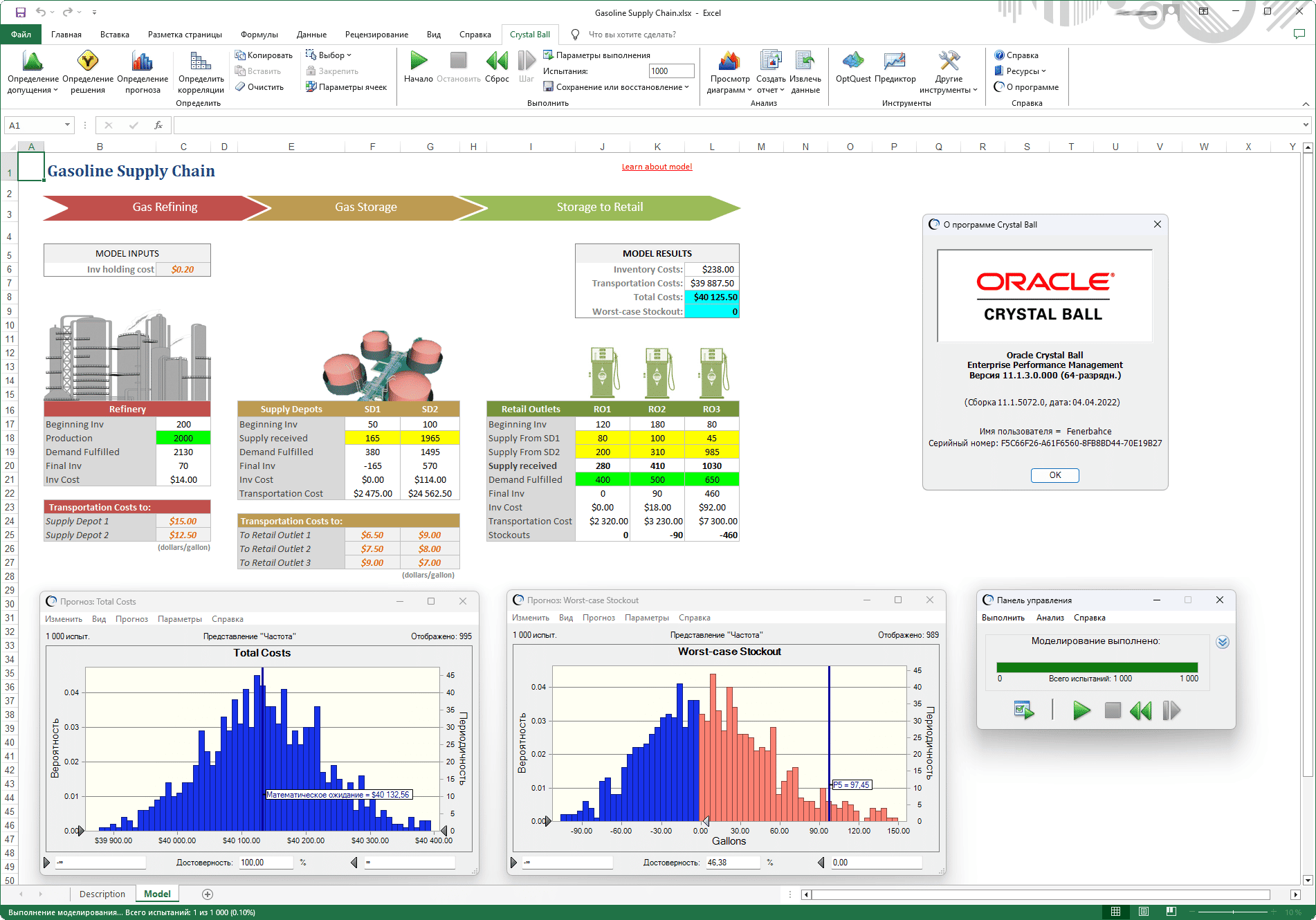 Working with Oracle Crystal Ball 11.1.3 full license