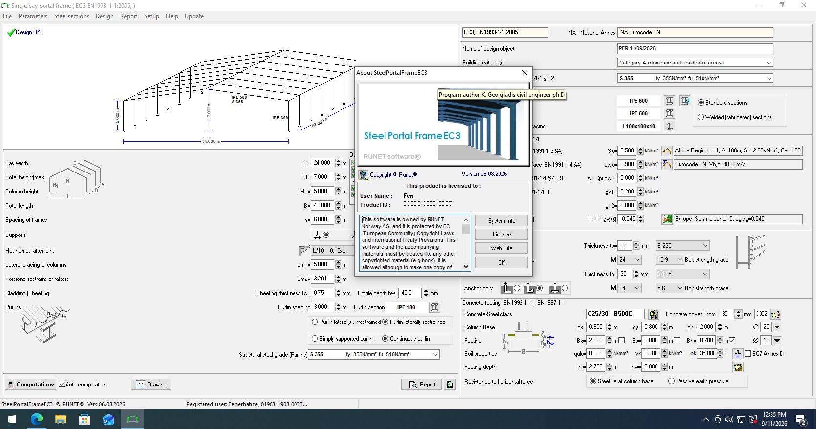 Working with RUNET Steel Portal Frame EC3 2026.8.6.8 full license