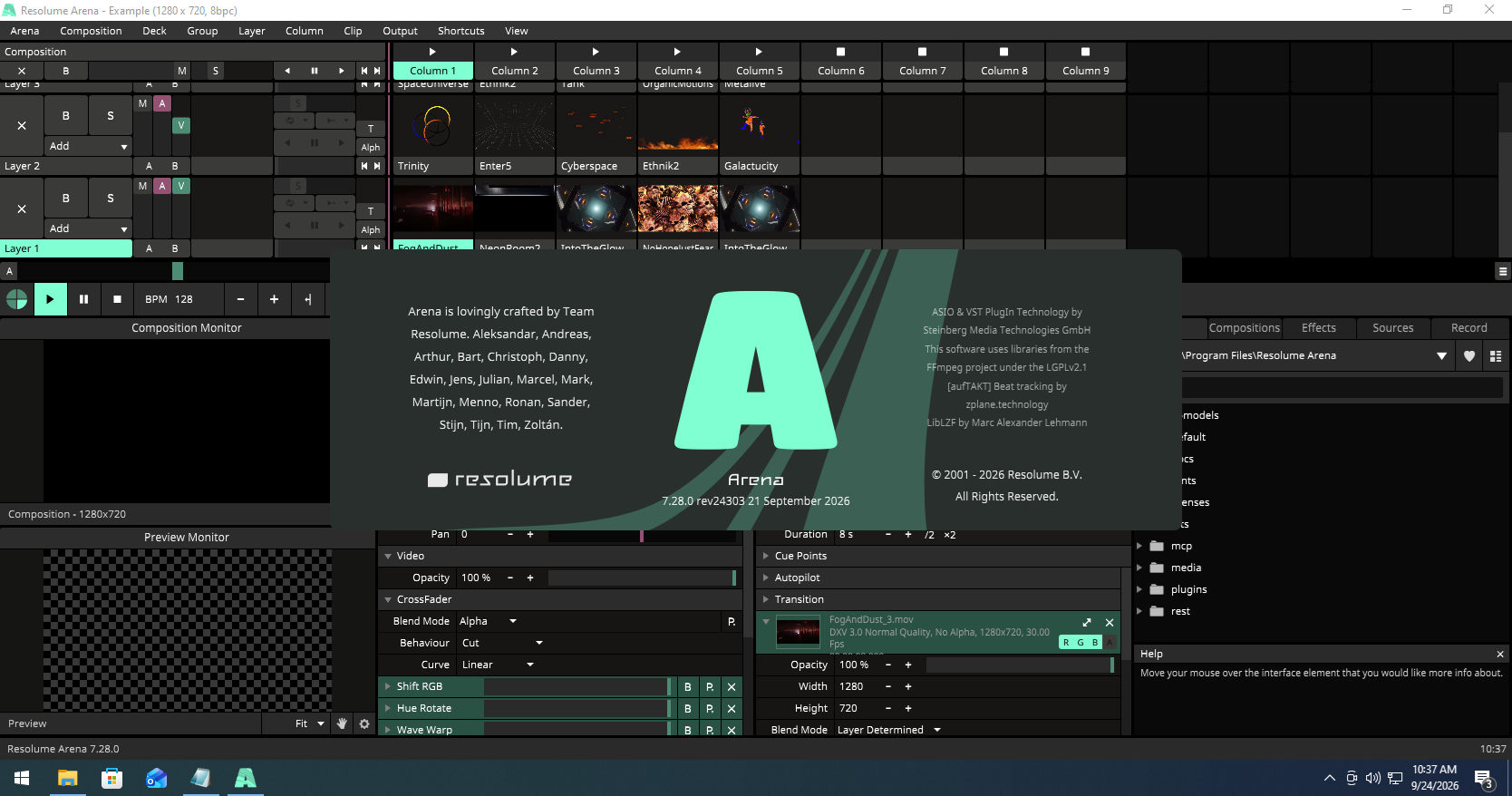 Working with Resolume Arena 7.28.0 rev 24303 full activated
