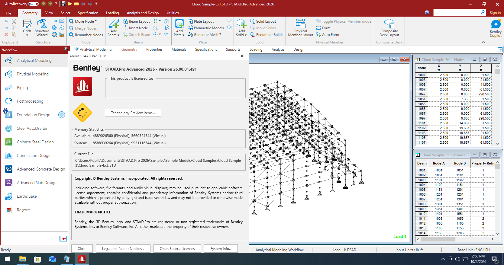 Working with STAAD.Pro Advanced 2026 v26.00.01.491 full activated