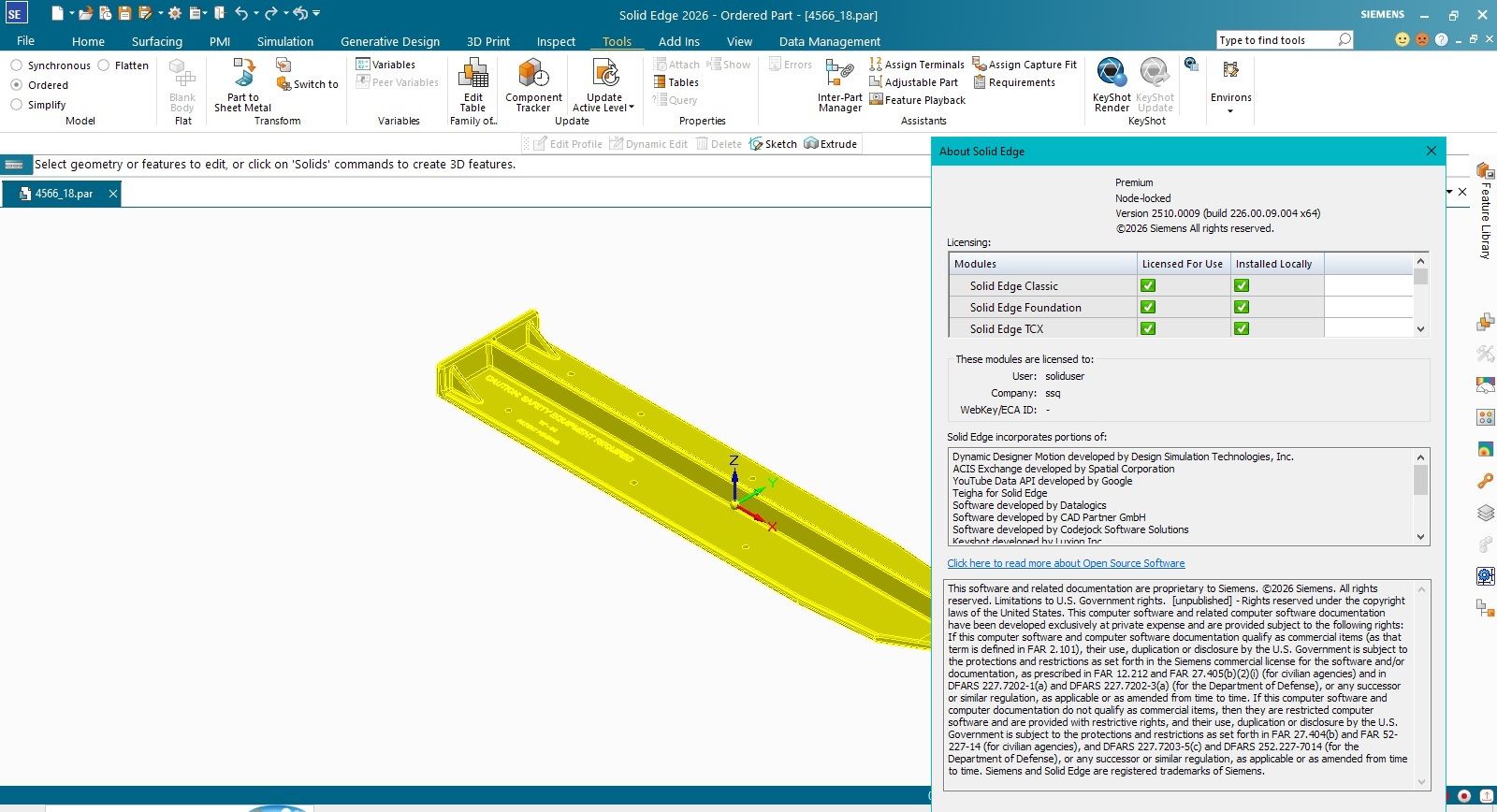 Working with Siemens Solid Edge 2026 MP09 full activated