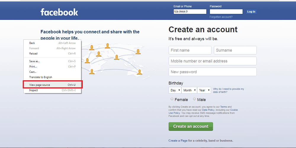 create a phishing page