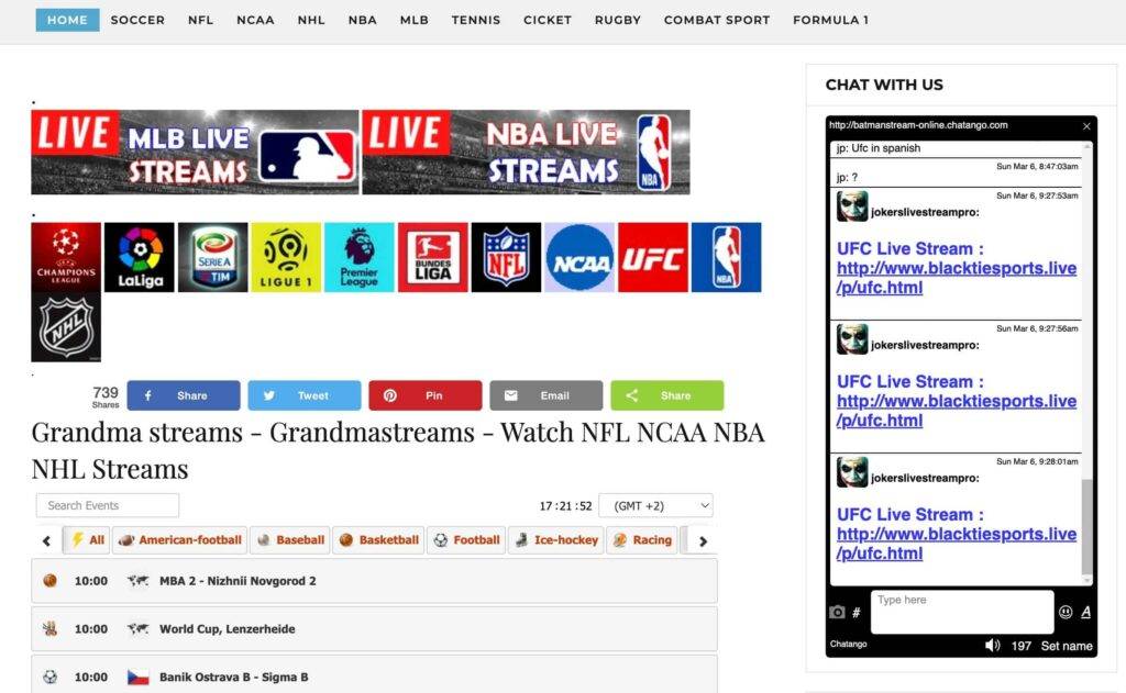 grandmastreams.online at WI. Grandma streams - Grandmastreams - Watch NFL  NCAA NBA Live Streams