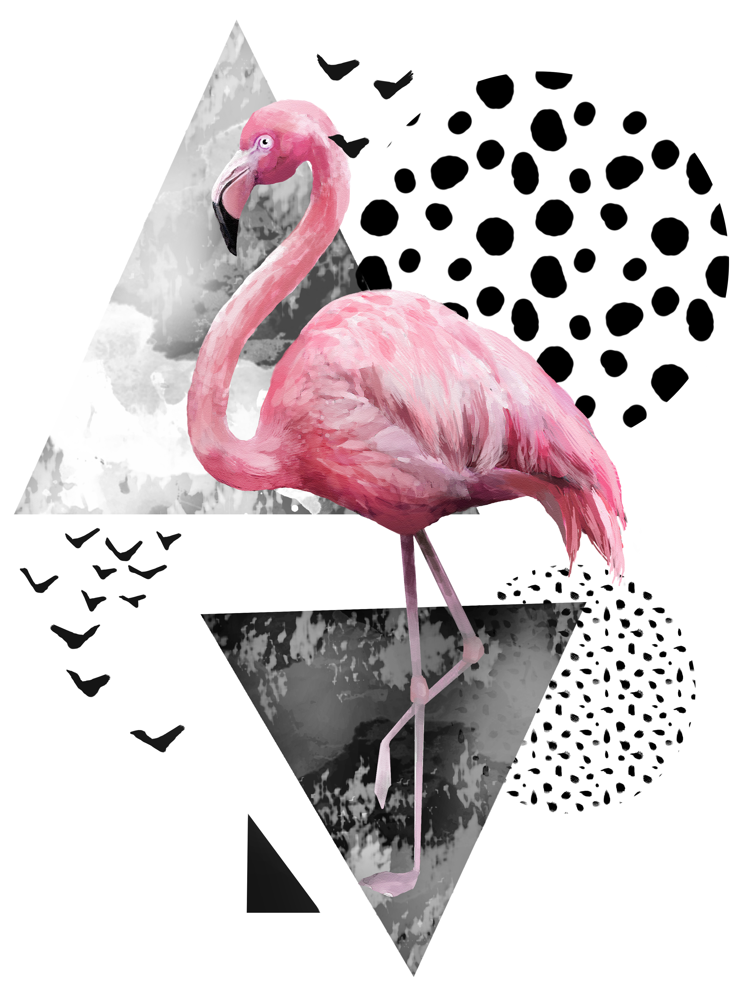 tattoo, geometric, ornament, flamingo - Stock Image - Everypixel