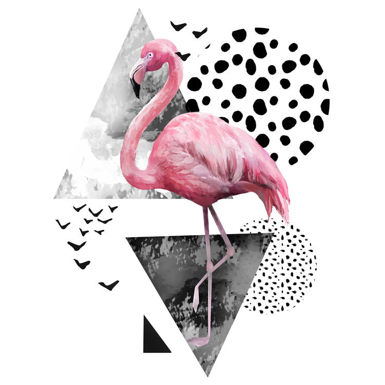 Geometric Flamingo Tattoo Design