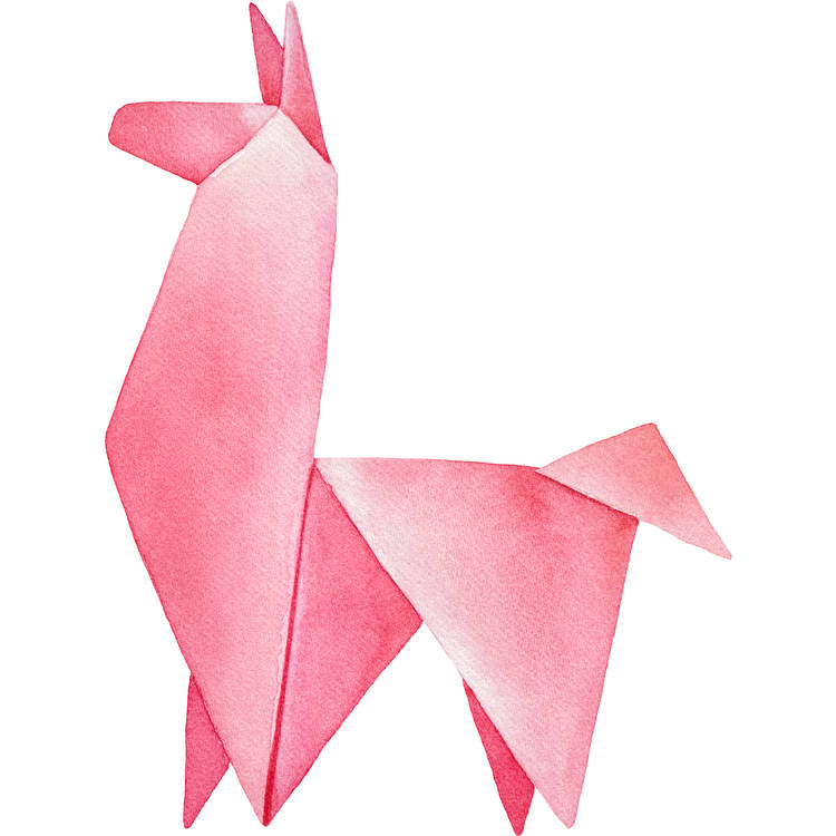 Origami Pink Llama-TD-Animals-Farm-13 Origami Pink Llama-TD-Animals-Farm-13