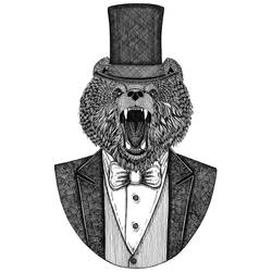 Top Hat Ready Bear Tattoo Design
