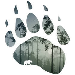 Green Forest Bear Paw Tattoo Design