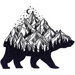 Bear Moving Mountains Tattoo Design