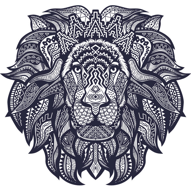 Strong Blue Lion Tattoo Design 