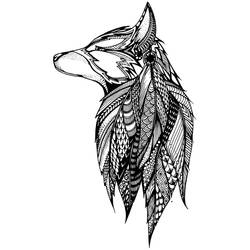 Native Wolf and Feathers Tattoo Design