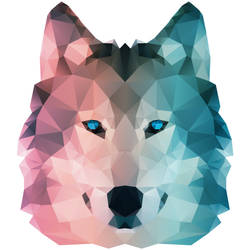 Pink and Blue Geometric Wolf Tattoo Design