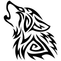 Left Tribal Howling Wolf Tattoo Design