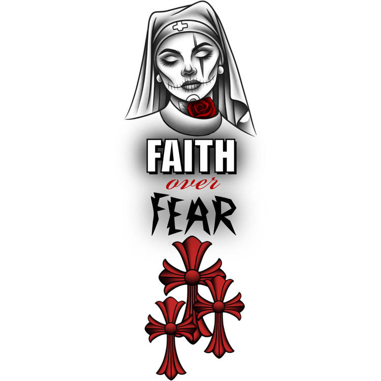 Faith Over Fear Angel Tattoo Design 