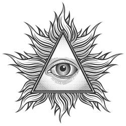 Feathered Triangle Eye Tattoo Design