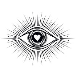 Eye Heart Rays Tattoo Design