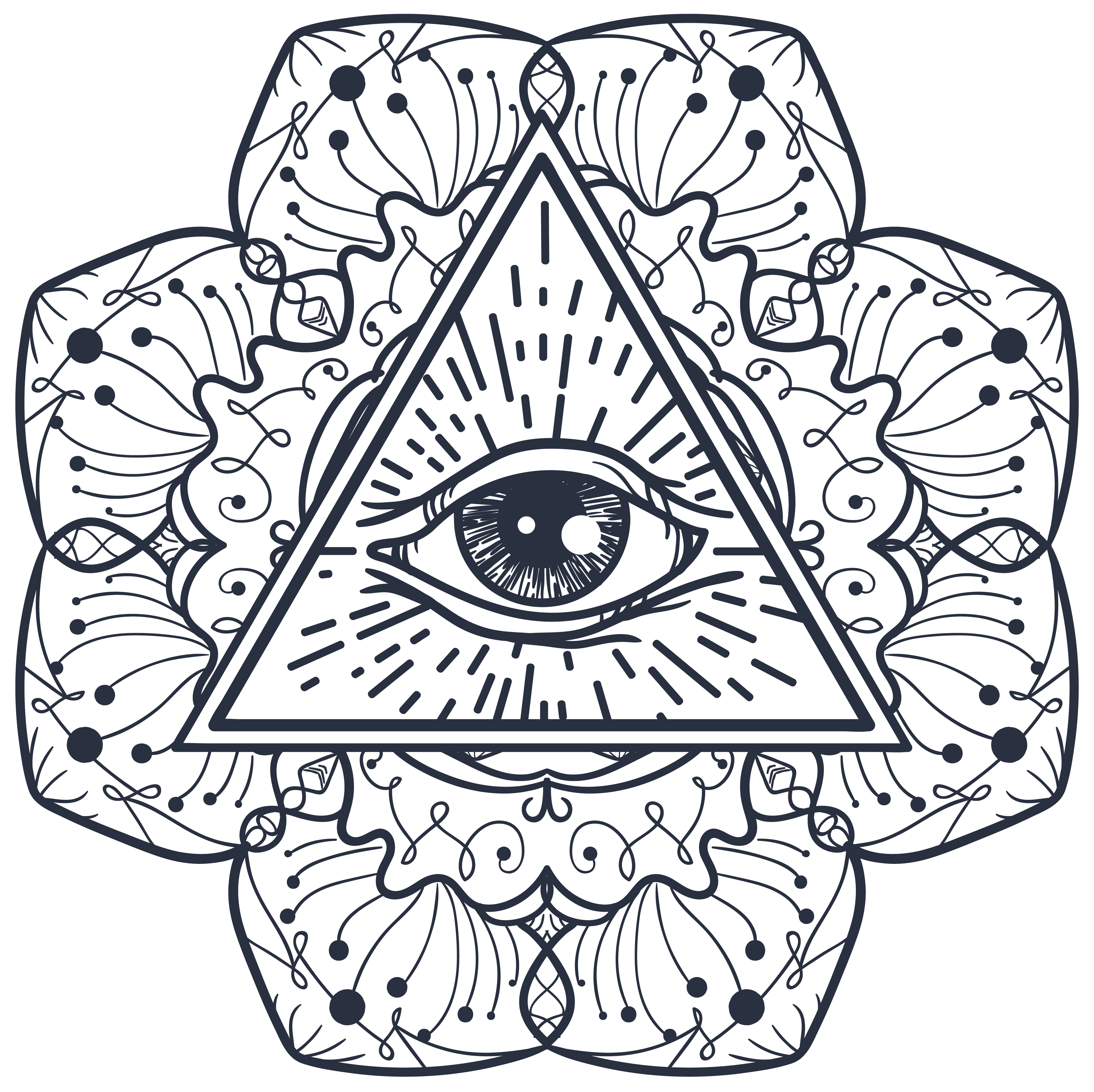 Free Vector | All seeing eye pyramid symbol in the engraving tattoo style.  freemason and spiritual, illuminati and religion, triangle magic,