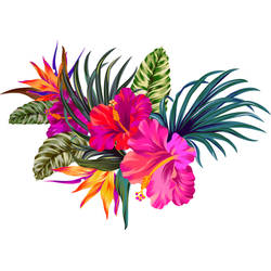 Tropical Pink Flowers Tattoo Design