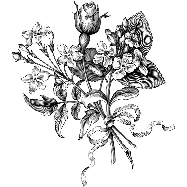 Vintage Flower Bouquet Tattoo Design