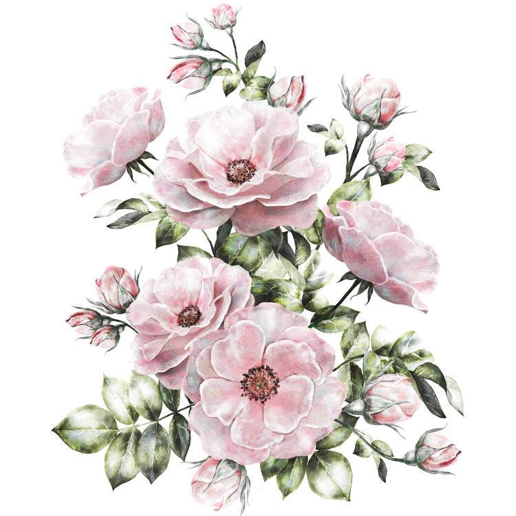 Blush Pink Florals Tattoo Design 