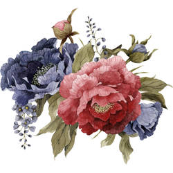 Watercolor Red and Blue Peonies Tattoo Design