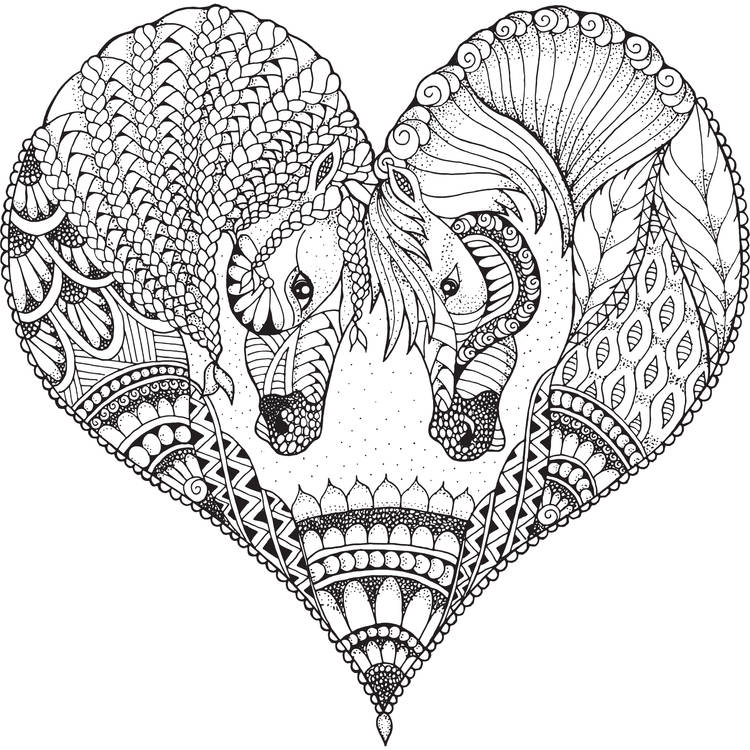 Love Heart Horses Tattoo Design
