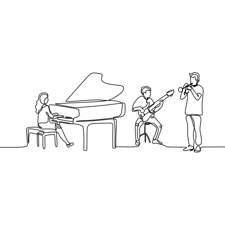 Concert Continuous Drawing Tattoo Design 