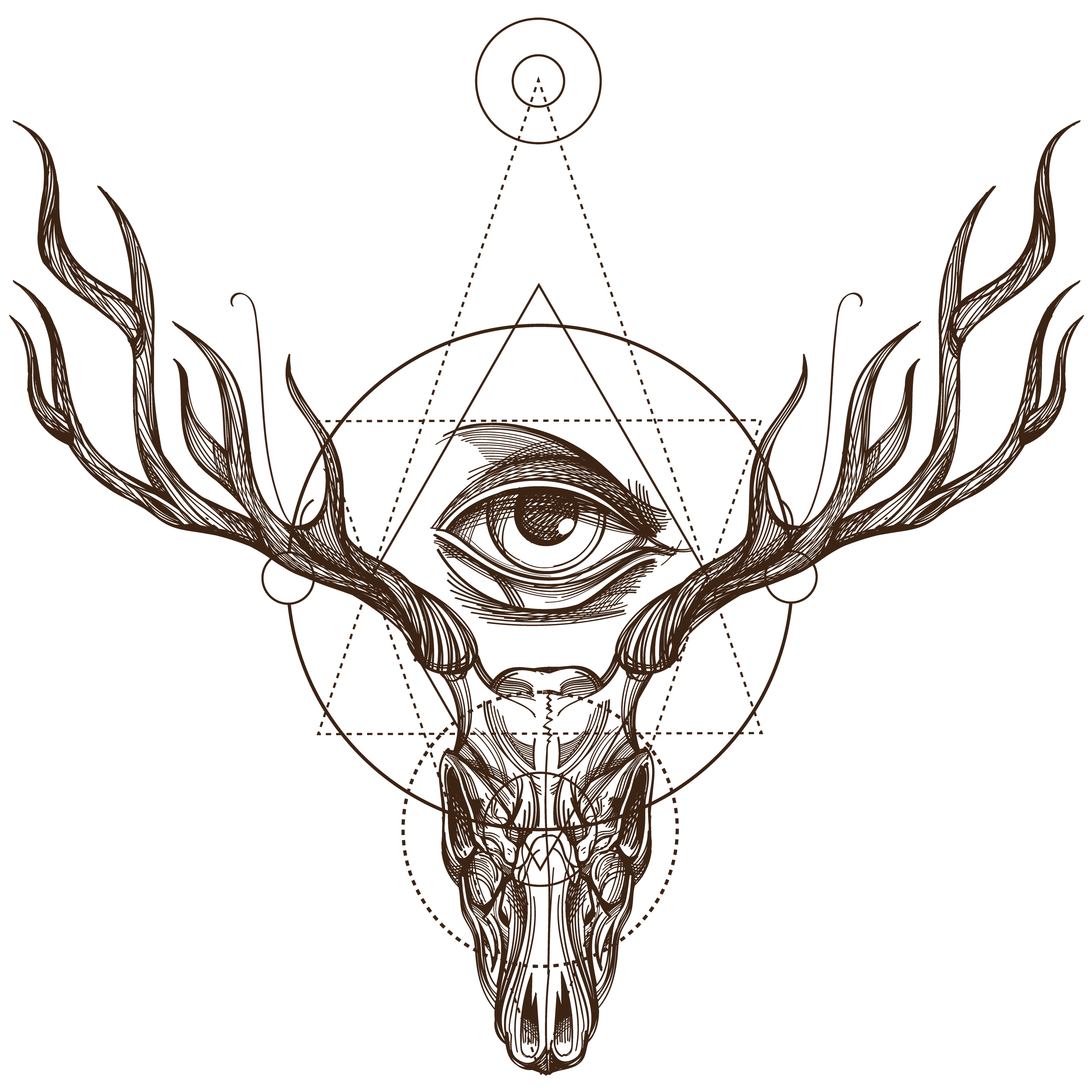 Deer Skull and Human Skull on Isolated Background. Vector Illustration for  Tattoo, Printing on T-shirts, Posters and Other Items Stock Vector -  Illustration of isolated, deer: 182714937