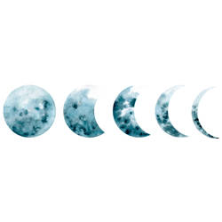 Blue Painted Evolution of the Moon Tattoo Design