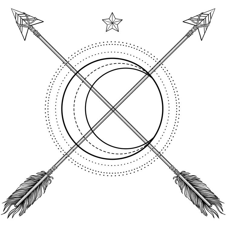 Sweet Arrows and Moon Tattoo Design