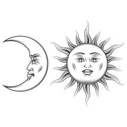 The Sun and The Moon Tattoo Design