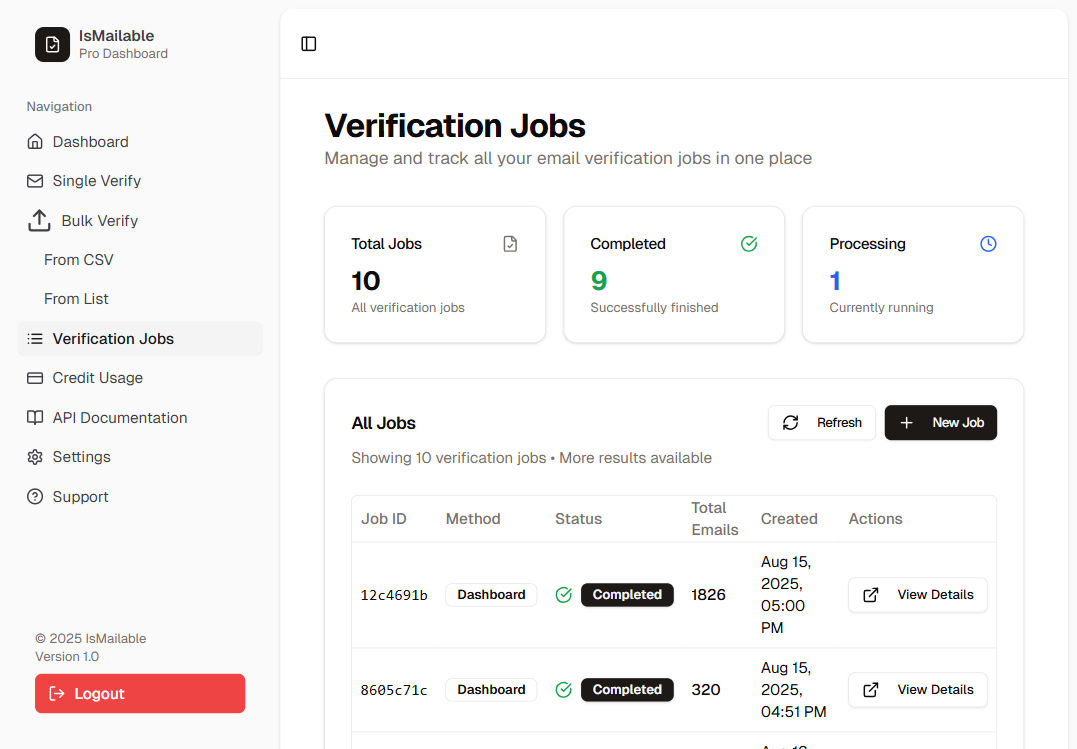 Email Verification Dashboard