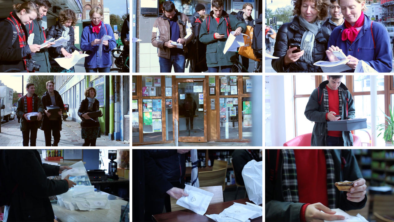 grid of photographs of people walking around the streets of London