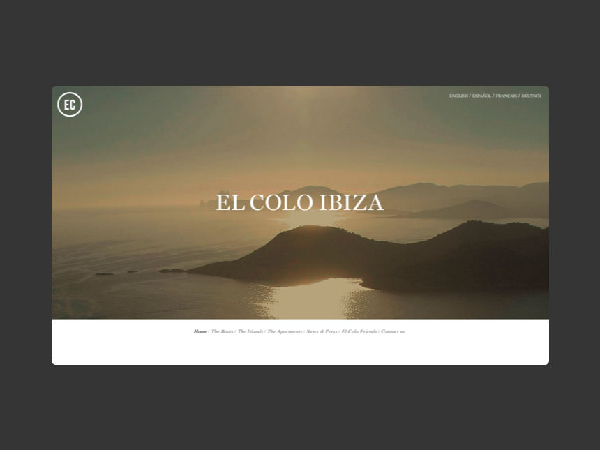 An iMac with a website open, showing a photograph of an island and heading that says El Colo Ibiza